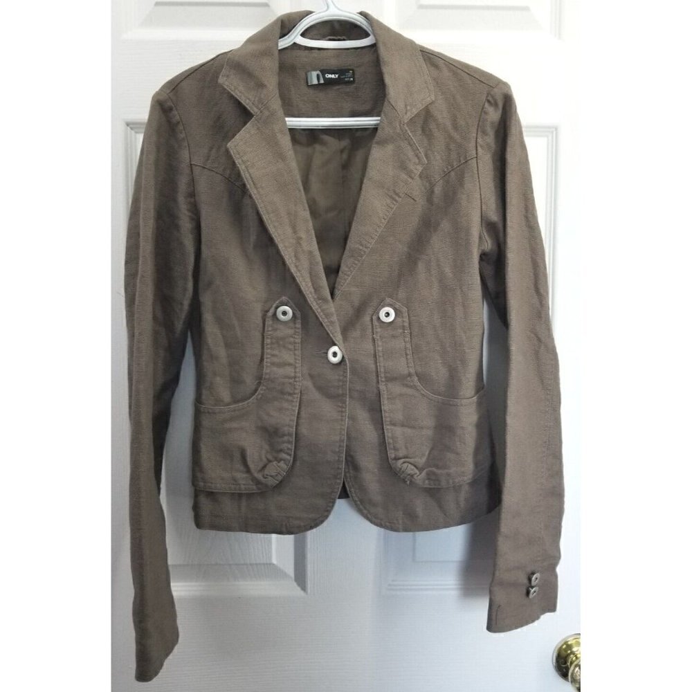 Only Olive Taupe Tailored Double-Button Blazer